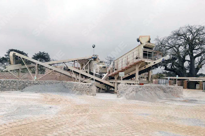 剛果金時產100噸移動式石灰石制砂生產線